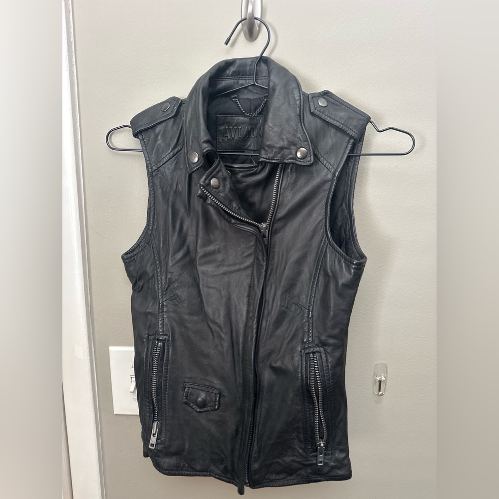 Avirex Black Leather Vest